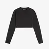 Freddy Cropped long-sleeve garment-dyed shirt in jersey, Μέγεθος: S