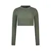 Freddy Cropped long-sleeve garment-dyed shirt in jersey, Μέγεθος: L