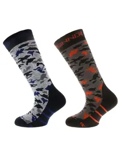 Sinner Kids Boys Ski Camo 2 Pack Unisex Κάλτσες, Μέγεθος: 23-26