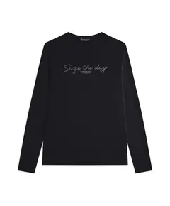 Freddy long-sleeve t-shirt with a logo and lettering in rhinestones, Μέγεθος: S