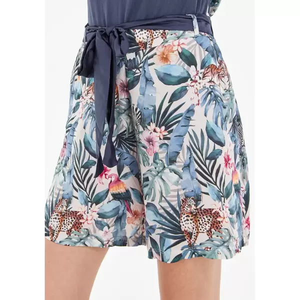 Freddy Satin Bermuda shorts with all-over print and fabric belt Γυναικείο Σορτς, Μέγεθος: XS, 4 image