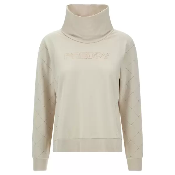 Freddy Ample high neck sweatshirt with sleeve and hip graphics, Size: XS