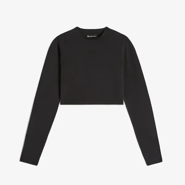Freddy Cropped long-sleeve garment-dyed shirt in jersey, Μέγεθος: S