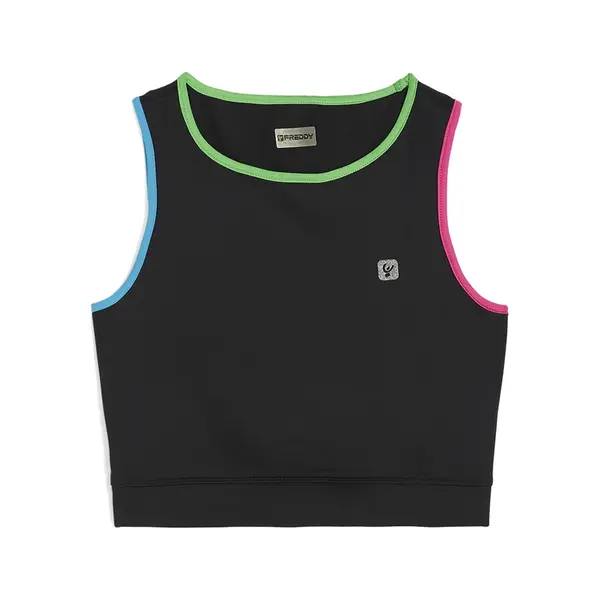 Freddy Medium-support athletic top with colourful trim, Μέγεθος: XS