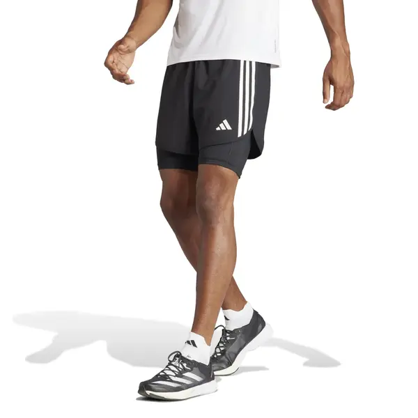 Adidas Own the Run 3-Stripes 2-in-1 Men's Shorts, Size: S