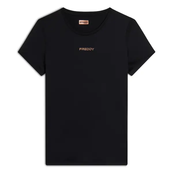 Freddy athletic t-shirt in performance fabric with a bronze logo, Μέγεθος: S