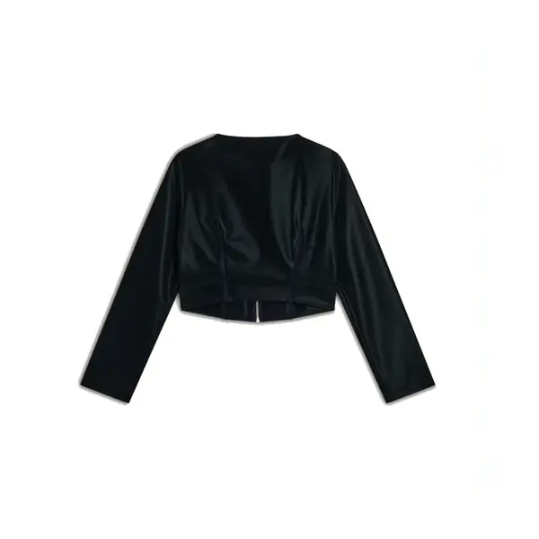 Freddy zip-front cropped jacket in shiny faux leather, Μέγεθος: L, 5 image