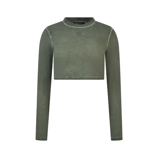 Freddy Cropped long-sleeve garment-dyed shirt in jersey, Μέγεθος: L, 3 image