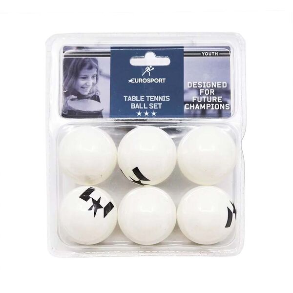 Eurosport 6pc 3 Star Ball Set Ping Pong, Μέγεθος: 1