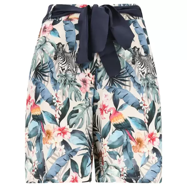 Freddy Satin Bermuda shorts with all-over print and fabric belt Γυναικείο Σορτς, Μέγεθος: XS
