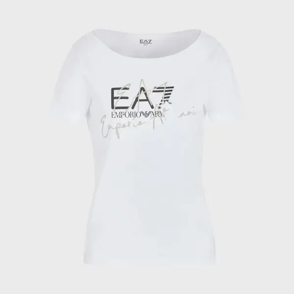 EA7 Emporio Armani Train Logo Series Handwritten Γυναικείο Κοντομάνικο, Μέγεθος: M